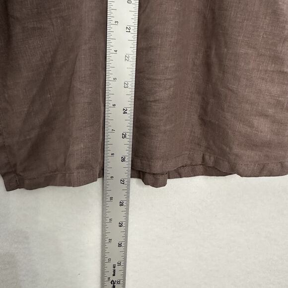 Bryn Walker Linen Top Womens Small Brown Pockets Long Sleeve Neutral - Picture 9 of 12